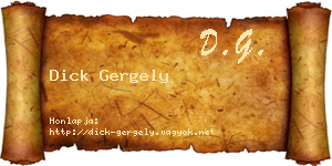 Dick Gergely névjegykártya
